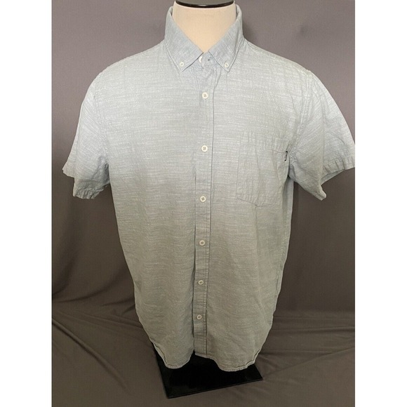 Mens Hurley Casual Button-Up Shirt Size X-Large Short Sleeve Green Chest Pocket - Picture 2 of 12
